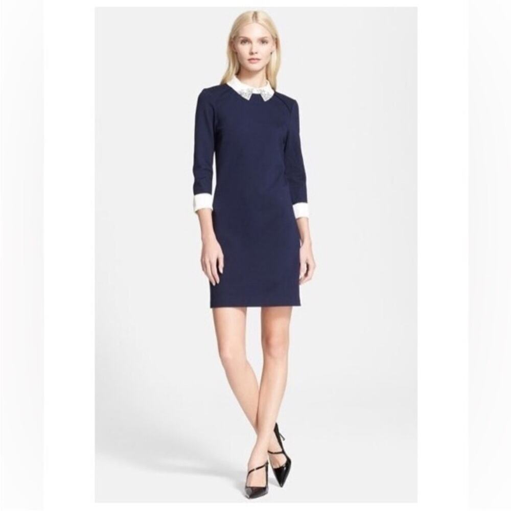 Ted Baker Eelah rhinestone collared dress navy